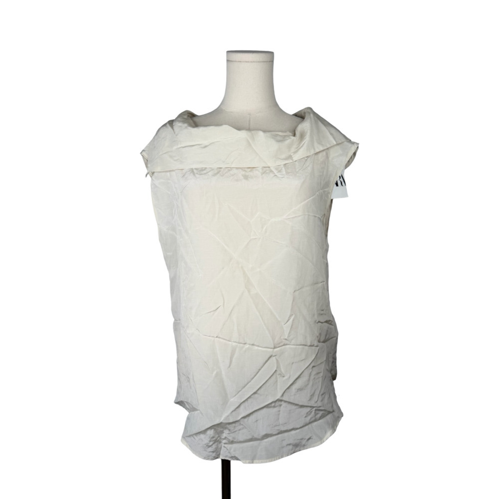 Zara Cream Sleeveless Draped Asymmetric Top Sz. M NWT